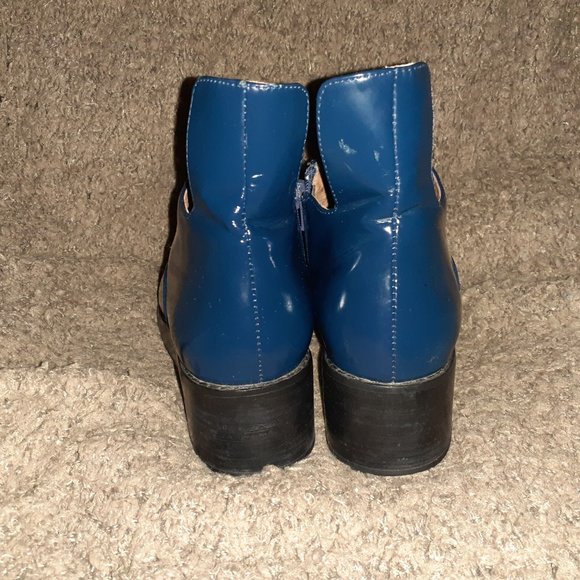 JEFFREY CAMPBELL-Westerly Booties-Blue Brushed Patent Leather-Sz  7-Excellent - Picture 5 of 7